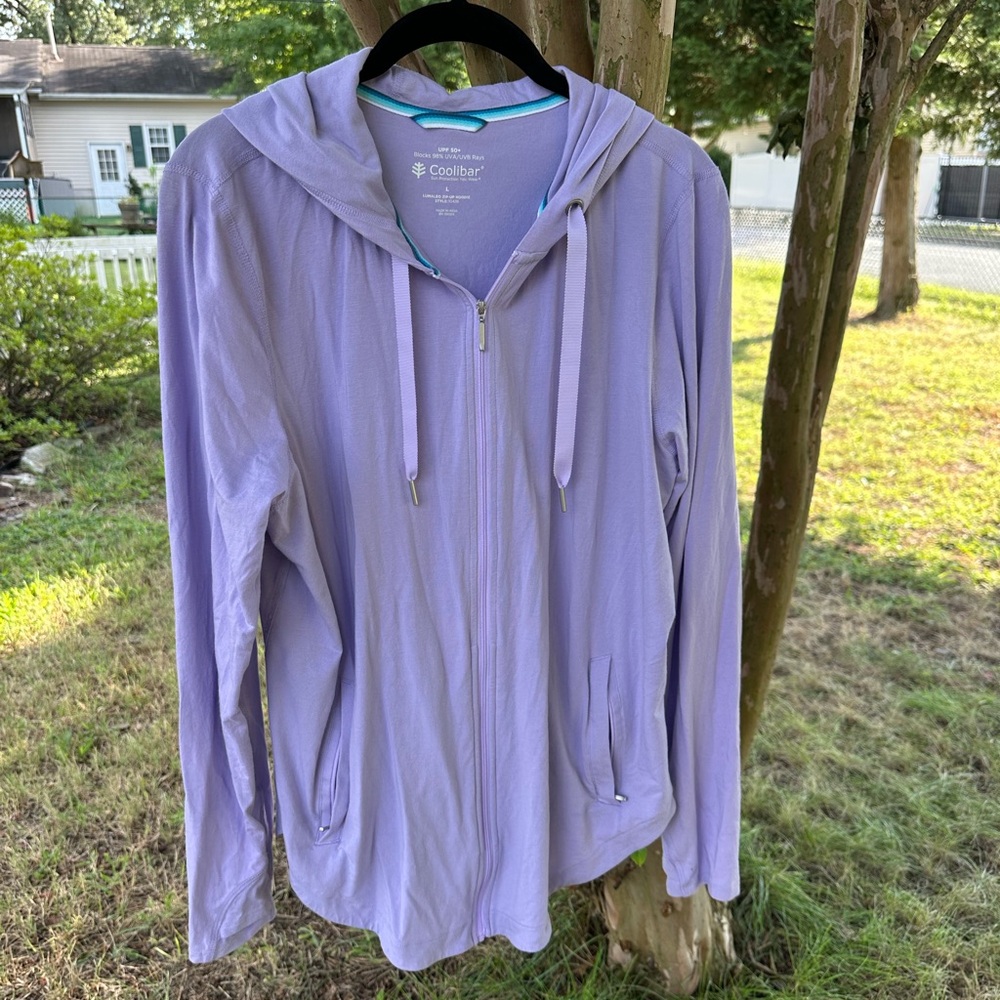NWOT Coolibar Lumaleo Zip-Up Hoodie UPF Sun Protection Lavender Purple Women L